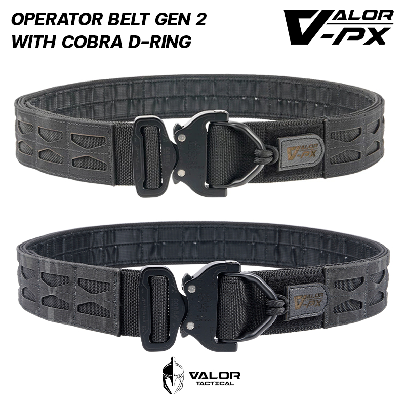 VALOR PX - Operator Belt GEN 2 เข็มขัดยุทธวิธี 2 ชั้น เข็มขัดทหาร ตำรวจ หัว Cobra + D-Ring VAlOR Tac