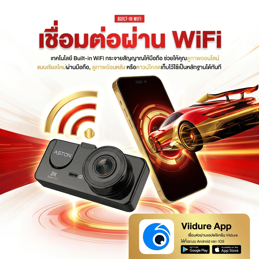 [3กล้อง2K] Aston Triple Wifi 2K กล้องติดรถยนต์ 3 กล้อง รุ่นใหม่ ความชัด 2K รองรับบันทึกขณะจอด 24ชม บันทึกวนซ้ำ ประกัน1ปี thumbnail 7