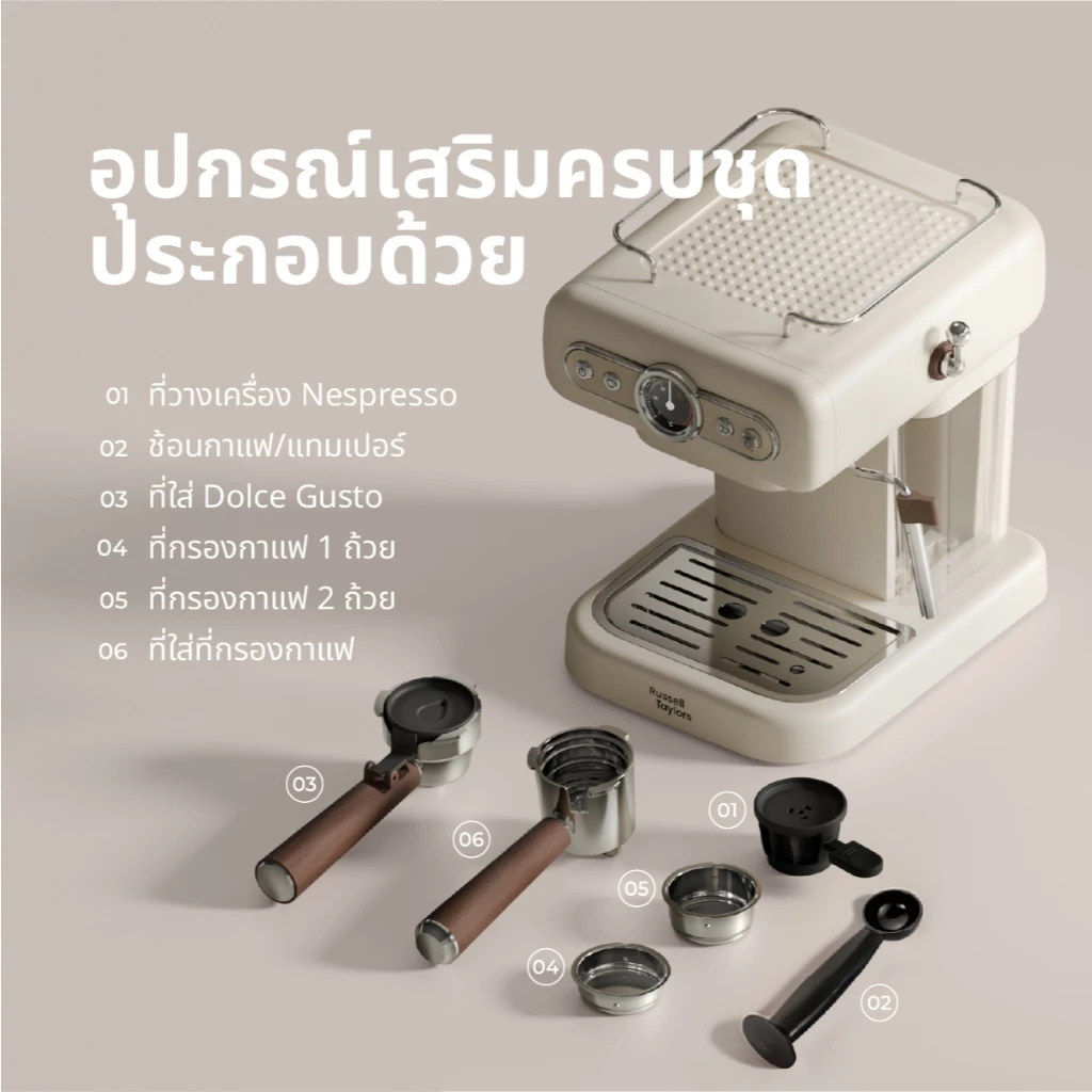 Russell Taylors เครื่องชงกาแฟสด Retro Coffee Espresso Machine EM2 กาแฟเเคปซูล Capsule Holder thumbnail 9