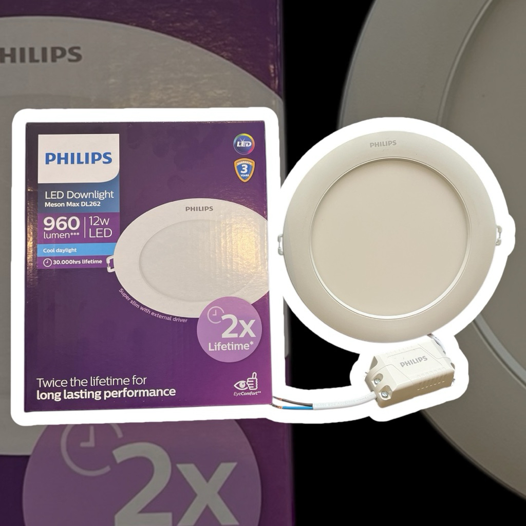 ดาวไลท์ LED 7" (cut6") (12w) กลมบาง/D สลิม PHILIPS Meson Max DL262 หนา2.1ซม.