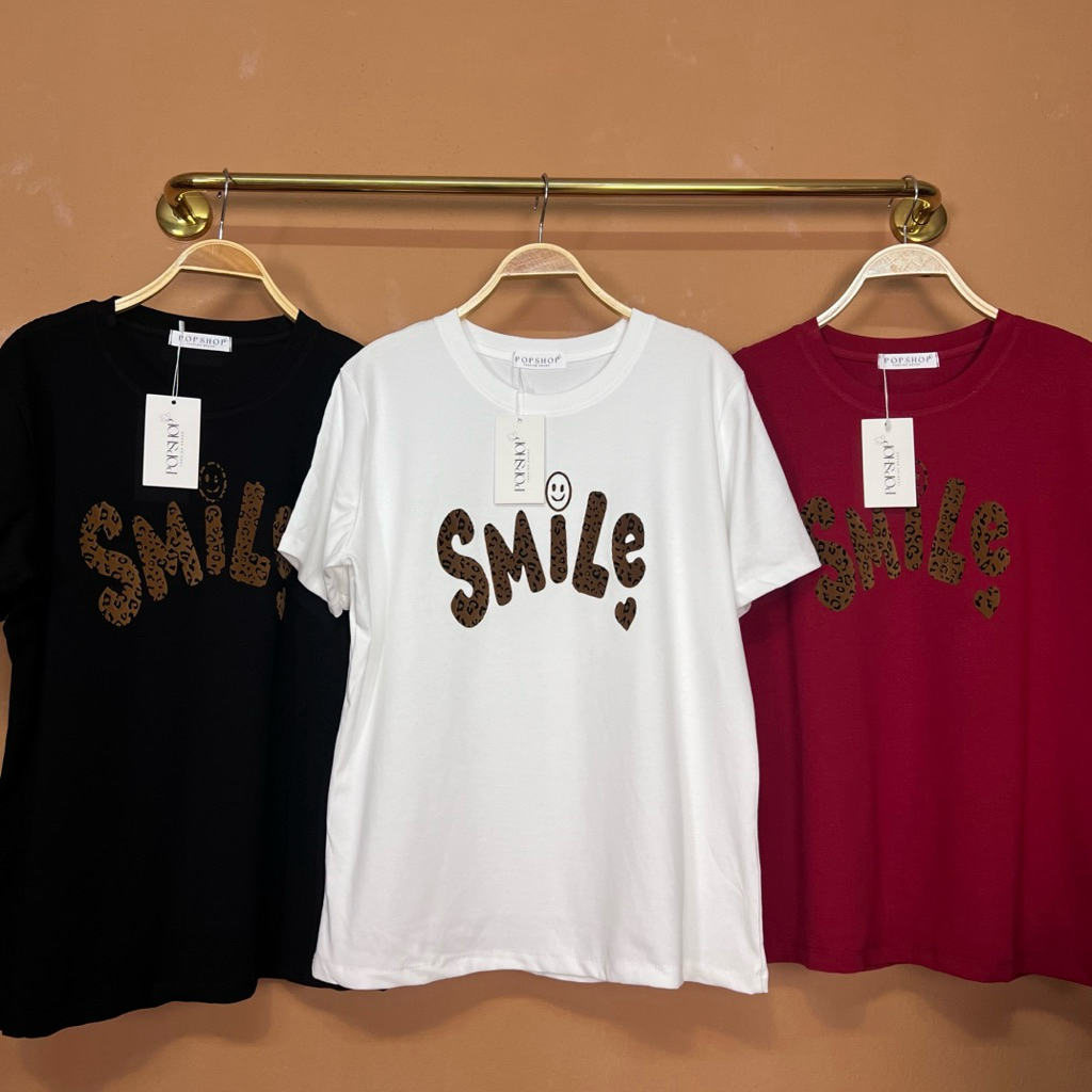เสื้อยืดป้ายPOPSHOP รุ่น smile อก40"-44" ยาว27"
