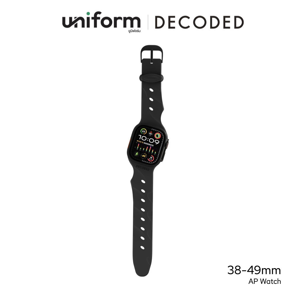 DECODED สายนาฬิกา Silicone Ares Splice Black ใช้สำหรับ Apple Watch