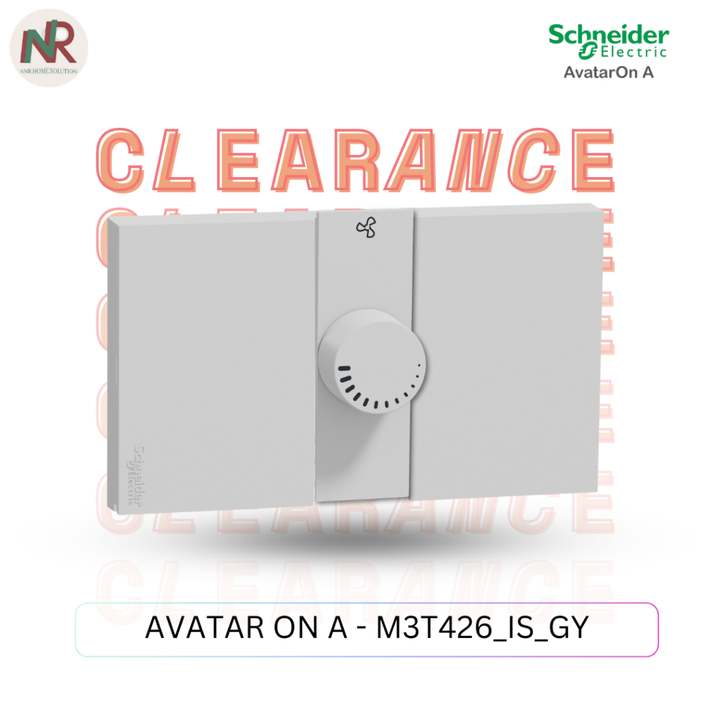 Schneider AvatarOn A สวิตช์หมุนปรับพัดลม 400W dimmer ดิมเมอร์พัดลม สีเทา M3T1V400FM_GY - รูปที่ 2
