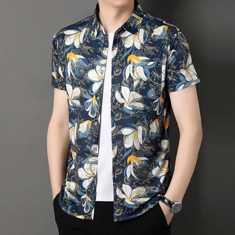 เสื้อเชิ้ตฮาวายเสื้อคอกลม 2026 ใหม่พิมพ์ลายดอกไม้สวมใส่สบายเหมาะสำหรับวันหยุดพักผ่อนหย่อนใจ หรือเทศกาลสงกรานต์