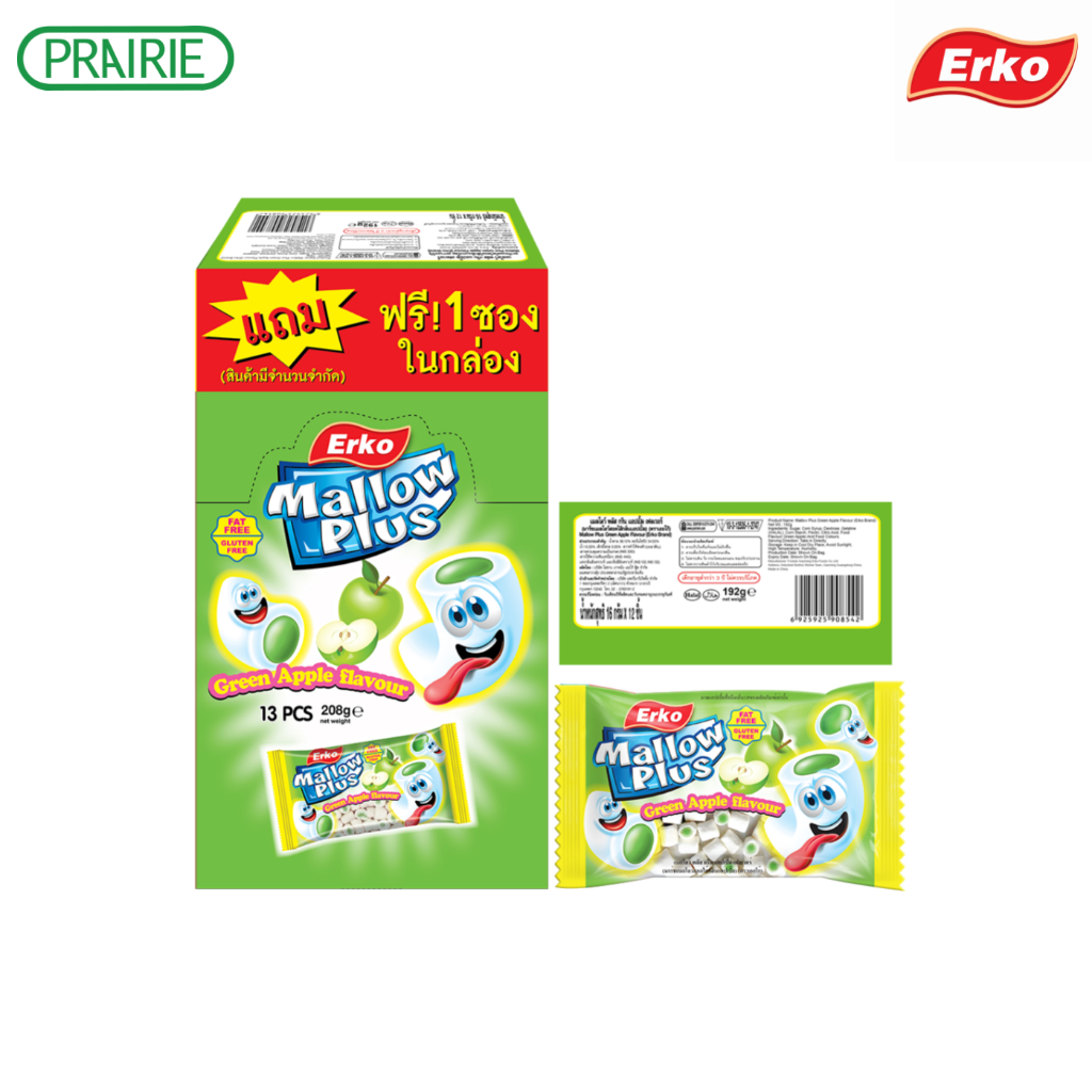 เออโก้ มินิ แมลโลว์ รสแอปเปิ้ล 16ก. 12+1 / Erko Mini Mallow Apple 16g. 12+1