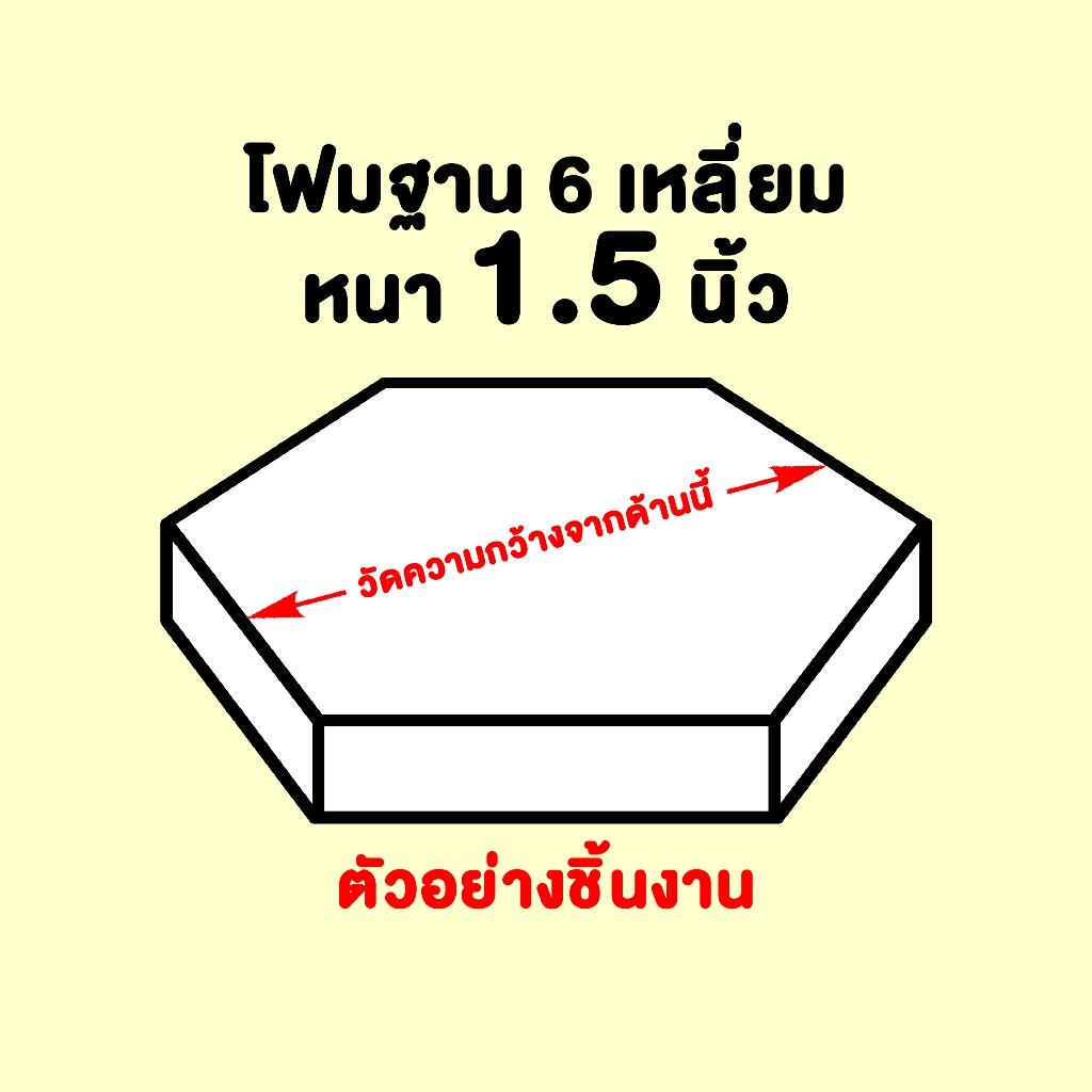 โฟมแท่นฐานทรงเค้ก 6 เหลี่ยม หนา 1.5 นิ้ว (1 นิ้วครึ่ง)