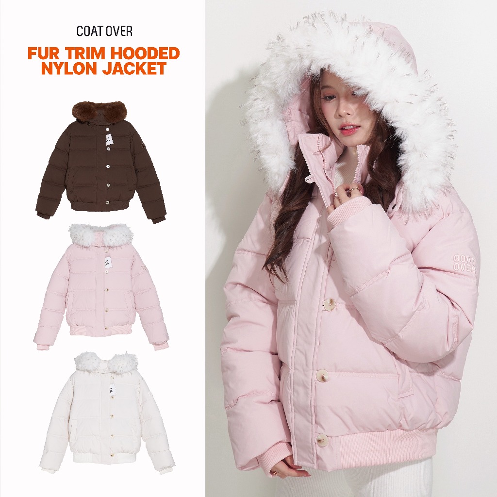 CO1248 | Fur Trim Hooded Nylon Jacket