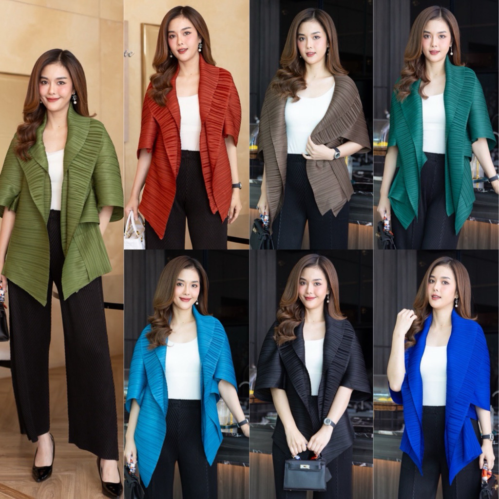 Cute minute   PT022325  เสื้อคลุมอัดพลีท งานผ้าพื้นสุดหรู มาพร้อมดีเทลสุดเก๋