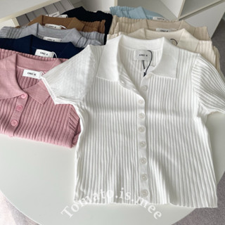 เสื้อไหมพรมคอปกแขนสั้น ผ้าร่อง มีกระดุม ผ้าไหมพรมเนื้อนิ่ม ส…