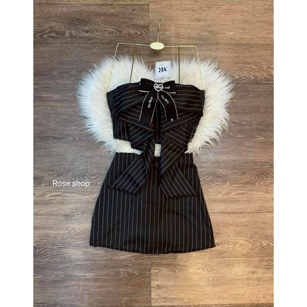 ชุดเซท 2 ชิ้น เสื้อเกาะอกโบว์ กระโปรง ไว้ใส่ไปสวยสวย - รูปที่ 2