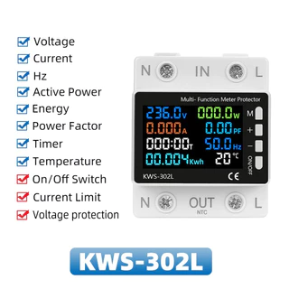 63a Tuya WIFI สมาร์ท Circuit Breaker Energy Meter KWh Power รีโมทคอนโทรลแรงดันไฟฟ้าปกป้อง Smart Life