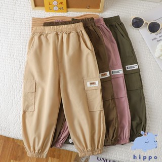กางเกงคาร์โก้เด็กแฟชั่นขายาวลำลอง เอวยางยืด ทรงหลวม สไตล์เกา…