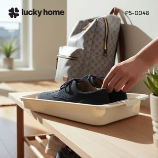 LUCKY HOME กล่องใส่รองเท้าทรงเตี้ย P5-0048 ขนาด : 27(ก) x 37(ย) x 6(ส) cm