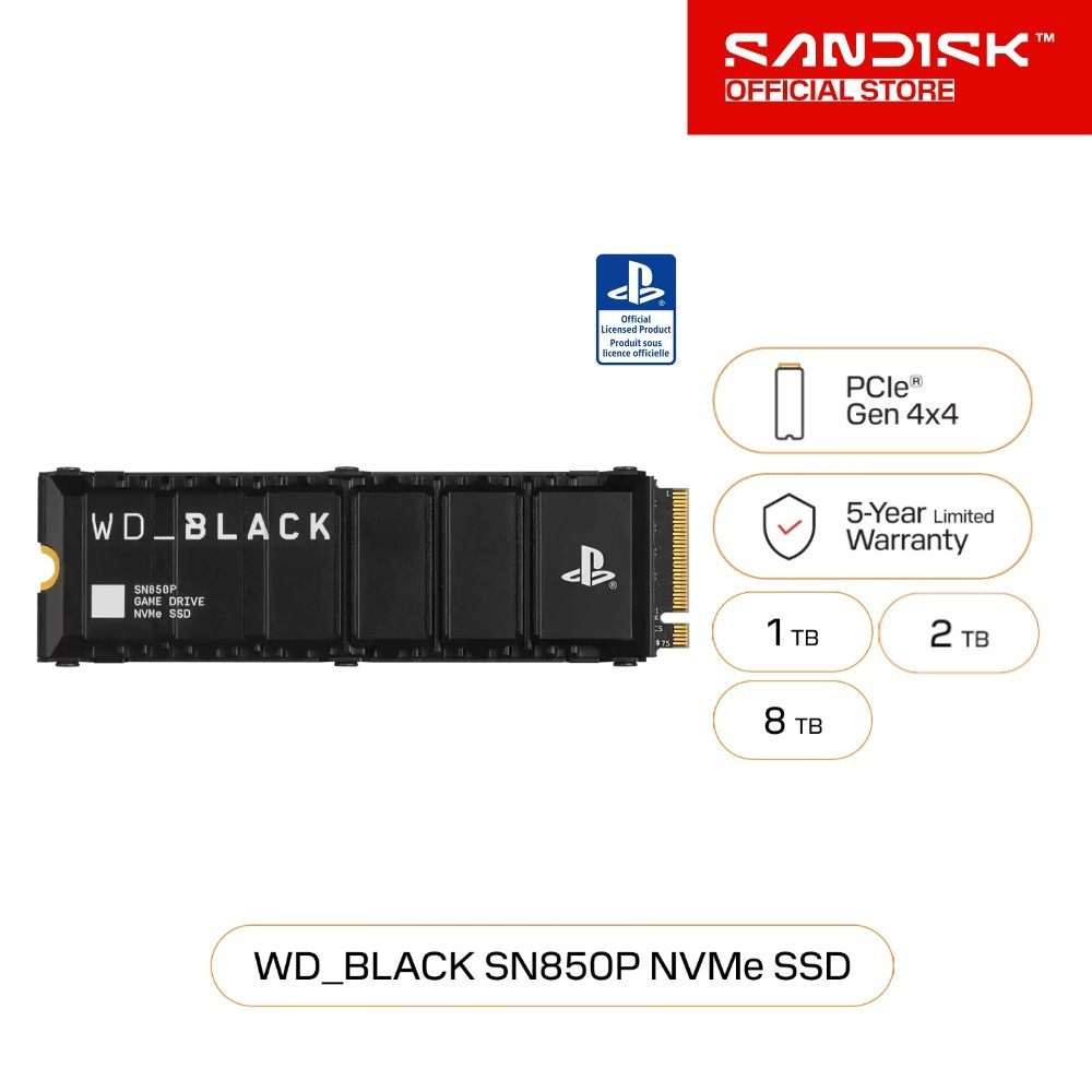 WD_BLACK SN850P NVMe™ SSD for PS5® consoles - 1TB 2TB 8TB