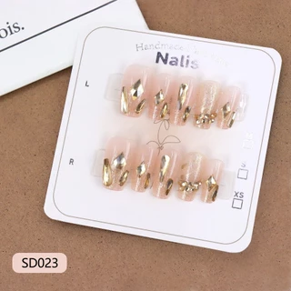 SD 10 ชิ้น 3D เล็บปลอมเล็บยาวเล็บสีทึบ Rhinestone Frosted เล็บปลอม,ถอดเล็บที่ถอดออกได้ สไตล์การ์ตูนน่ารัก มีขนาด XS/S/M