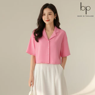 เสื้อครอป7สี เสื้อเชิ้ตหญิงคอปก กระดุมหน้าแขนสั้นรุ่นยอดฮิต ไซส์ S M L XL