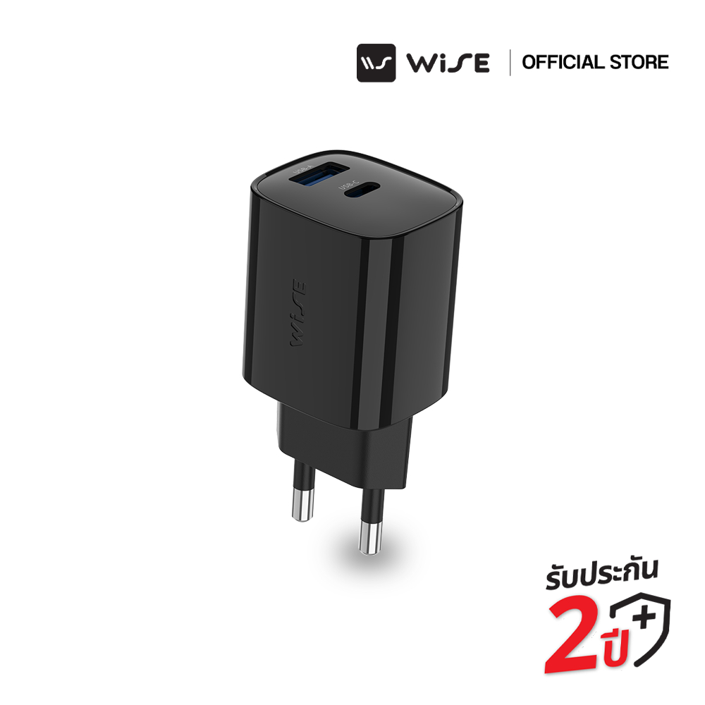 WISE ADAPTER หัวชาร์จเร็ว 45W จอ LED หัวชาร์จ 2 พอร์ต USB-A USB-C รับประกันคุณภาพนาน 2 ปีเต็ม (WIA-000020)