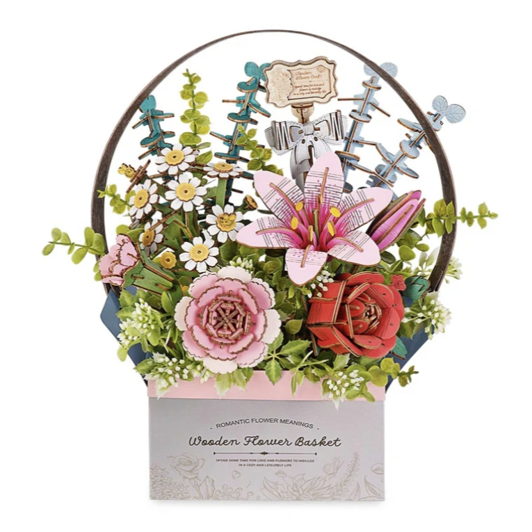 Rowood 3D Wooden Puzzle TW03H Wooden Flower Bouquet ดอกไม้ DIY ประกอบง่าย | ของแต่งบ้าน ของเล่นศิลปะ DIY
