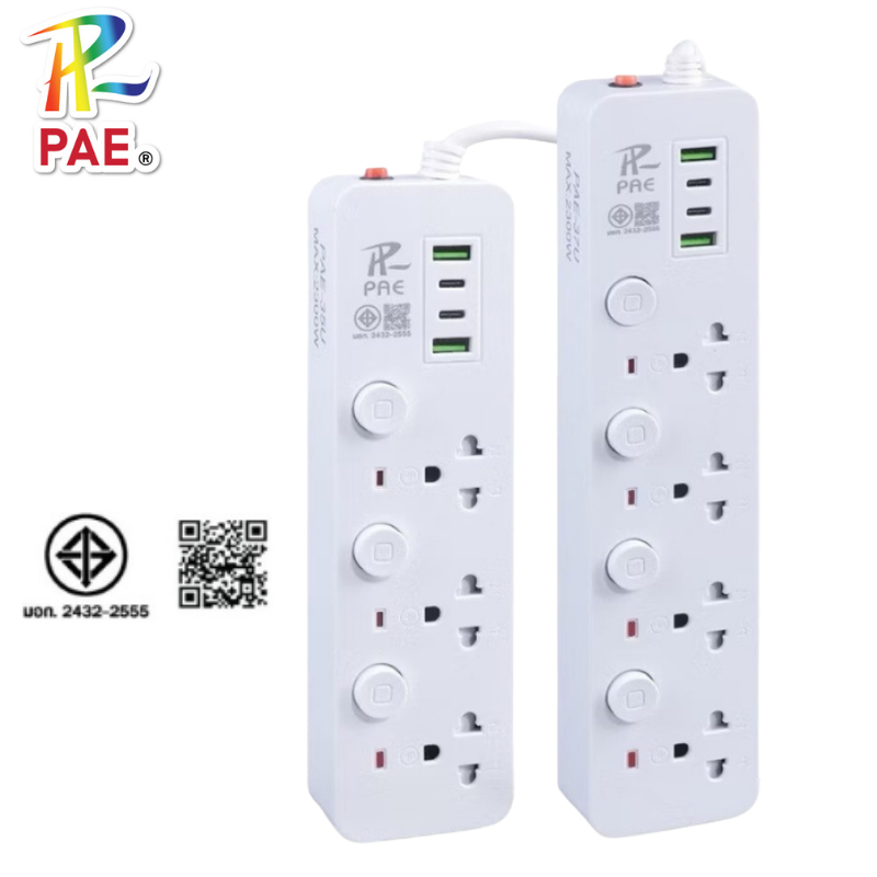 PAE ปลั๊กไฟ รางปลั๊กไฟ ปลั๊ก มีUSB 2300W ปลั๊กUSB ปลั๊กพ่วง ปลั๊กอเนกประสงค์