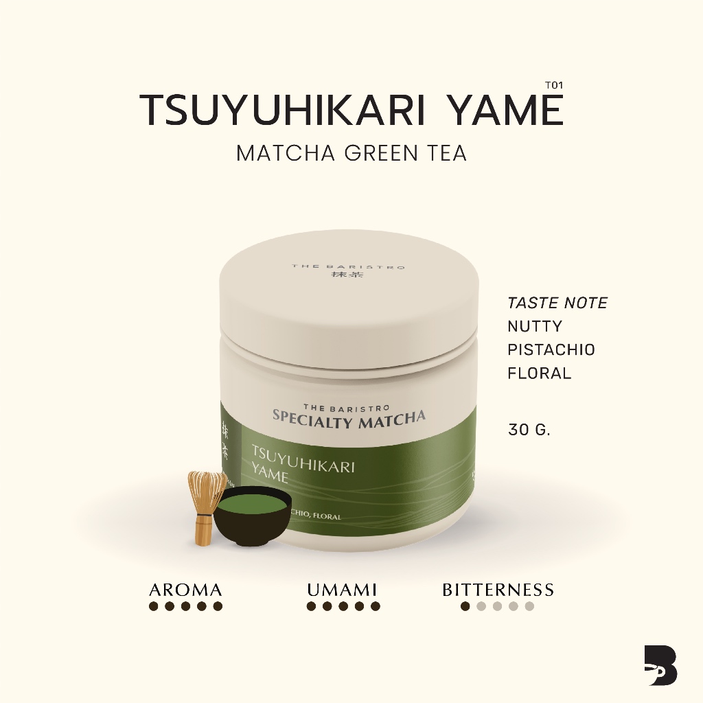 ผงมัทฉะ 100% - Tsuyuhikari Yame Matcha Powder 30g.