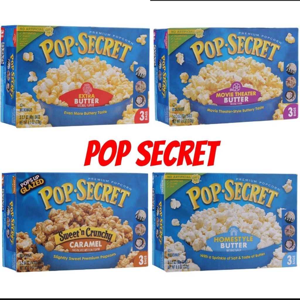 POP SECRET 🇺🇸 pop secret premium popcorn ข้าวโพด ป๊อปคอร์นสำหรับไมโครเวฟ (1box *3 bag)