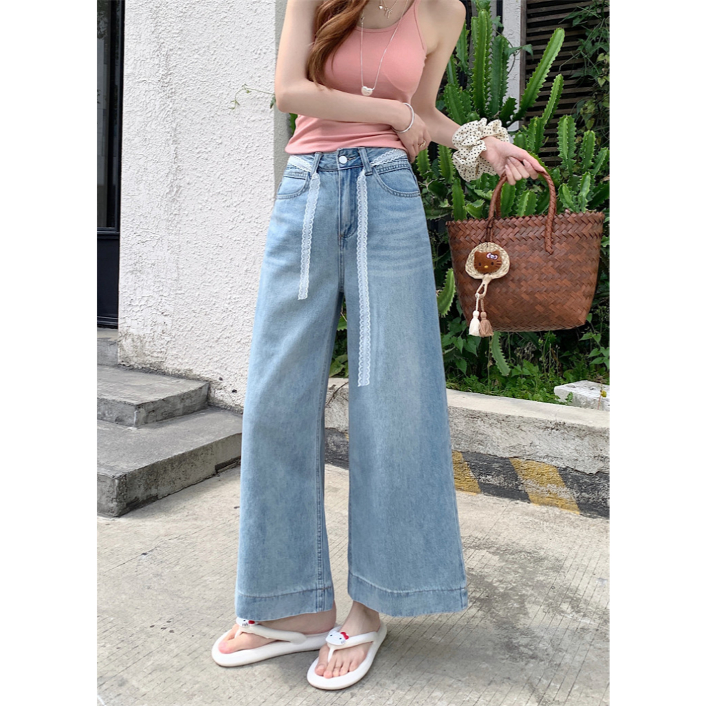 💙Rosy🤍กางเกงยีนส์เอวสูง กางเกงกระบอก ขากว้าง ขาสั้น9ส่วน สไตล์ลำลอง เเมชท์ง่าย - รูปที่ 2