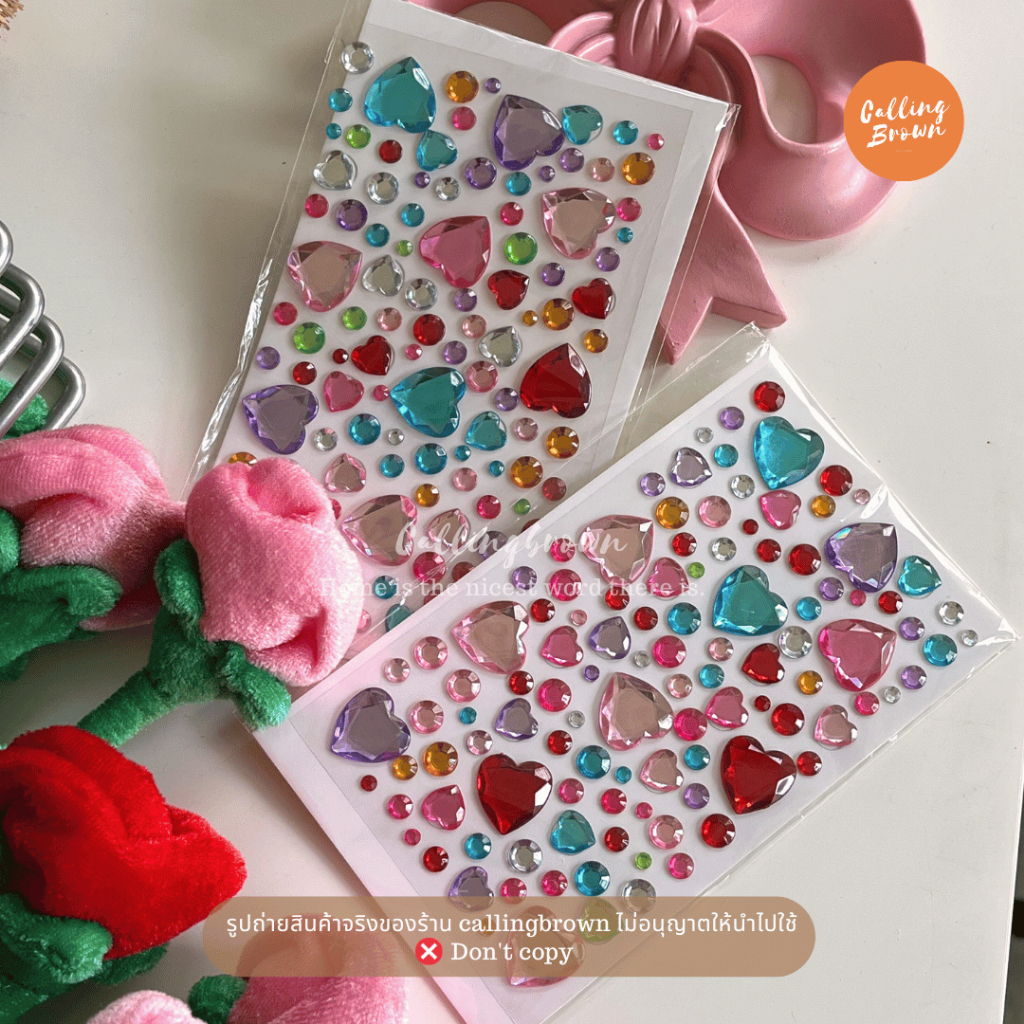 callingbrown [🩷พร้อมส่ง🩷] valentine สติกเกอร์คริสตัล Crystal sticker คริสตัลสติกเกอร์ สติกเกอร์ ลายหัวใจ
