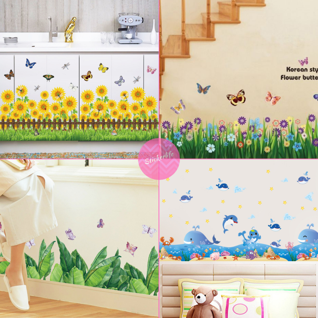 สติกเกอร์แต่งบ้าน สติ๊กเกอร์ติดผนัง ลายดอกไม้ sticker แต่งร้านคาเฟ่ แต่งบ้าน สติกเกอร์ติดกระจก