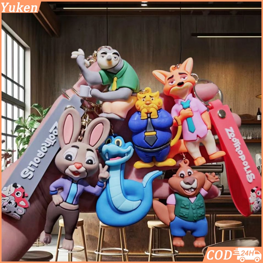 พวงกุญแจการ์ตูน Zootopia ห้อยกุญแจรถ ห้อยกระเป๋านักเรียน ลายสัตว์น่ารัก กระต่าย จิ้งจอก งานสวย ทนทาน
