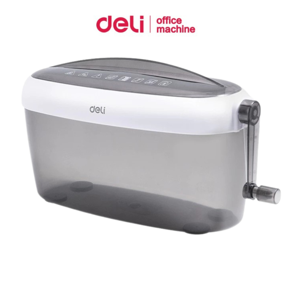Deli เครื่องทำลายเอกสาร 3L เครื่องทำลายกระดาษ มือหมุน A4 ย่อยละเอียด 3mm ครั้งละ2p Paper shredder