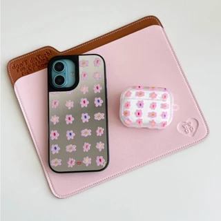 amuse stuff-blossom joy flower airpods case เคสแอร์พอร์ตลายดอกไม้สีชมพูดรียงกัน