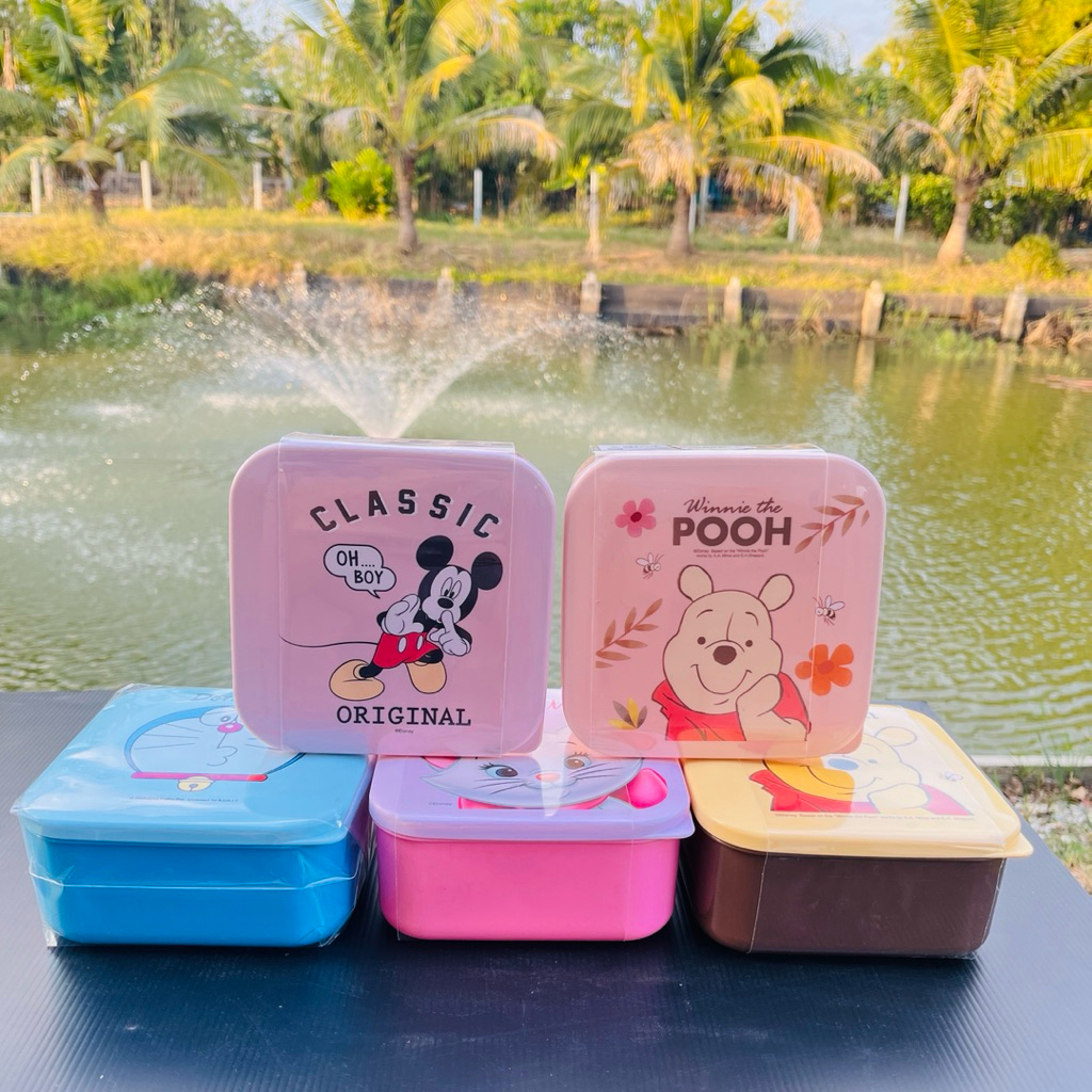 กล่องพลาสติกทรงเหลี่ยมใหญ่และทรงวงรีใหญ่ลายการ์ตูน