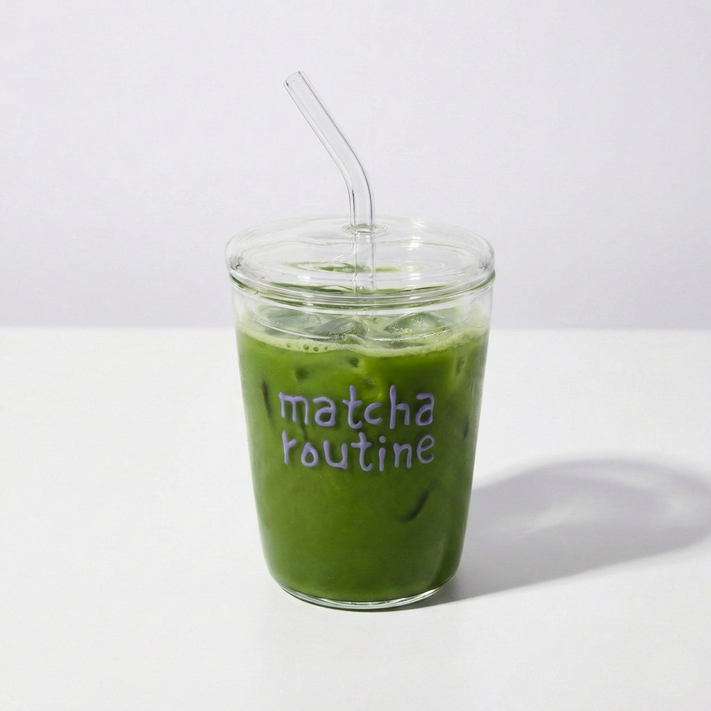 Matcha Routine & More - แก้วลาย”matcha routine“ hand paint (Matcha Glassware)