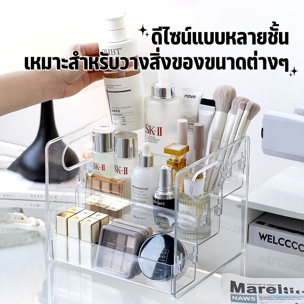 ชั้นเก็บของ ชั้นวางของอะคริลิค ชั้นวางจอแสดงผลแบบตั้งโต๊ะ สำหรับแต่งบ้าน วางโชว์ของสะสม ความจุขนาดใหญ่ แบบขั้นบันได