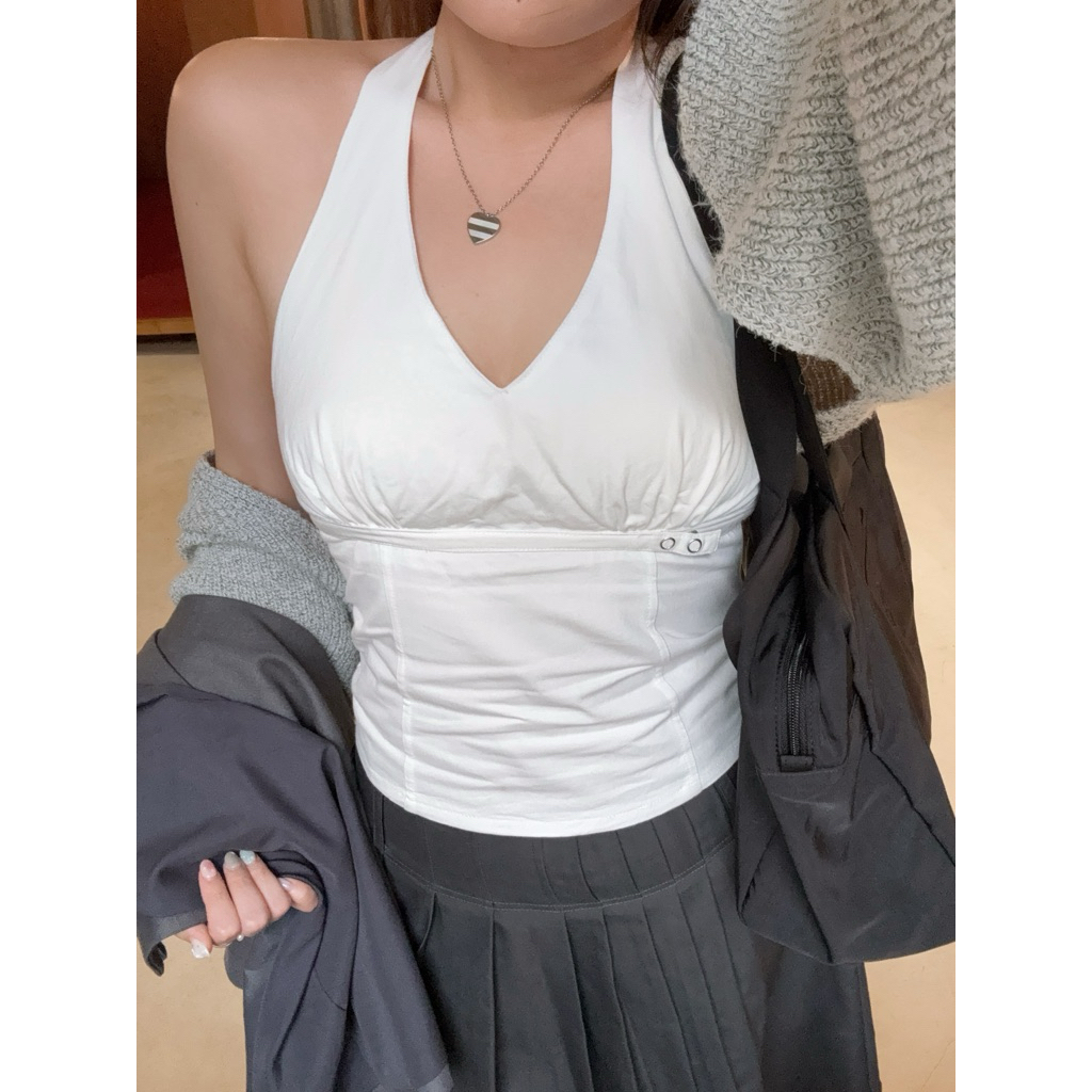 MELT.INMOMENTS Lune Top เสื้อคล้องคอกระดุมสแนป (พร้อมส่ง) - รูปที่ 3