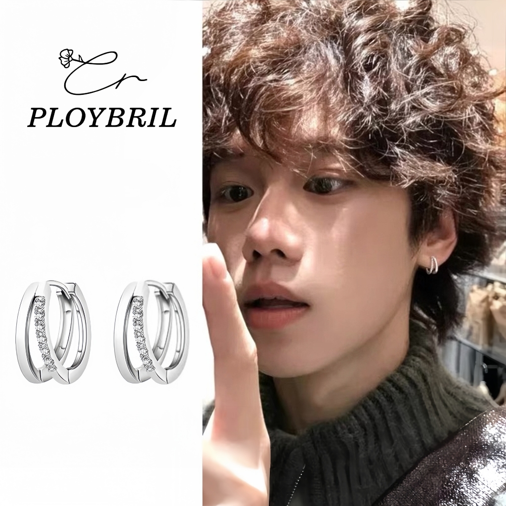 COD-ส่งเร็วจากไทย รอบวงกลม Dangle ต่างหูหัวเข็มขัดหู Studs อุปกรณ์เสริม PLOYBRIL E028