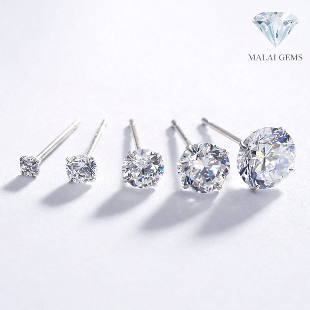 ต่างหูเพชร CZ แท้ แบรนด์ Malai Gems รับประกัน 10 ปีเต็ม ไม่แพ้ ไม่คัน Sensitive earring เกรดการแพทย์