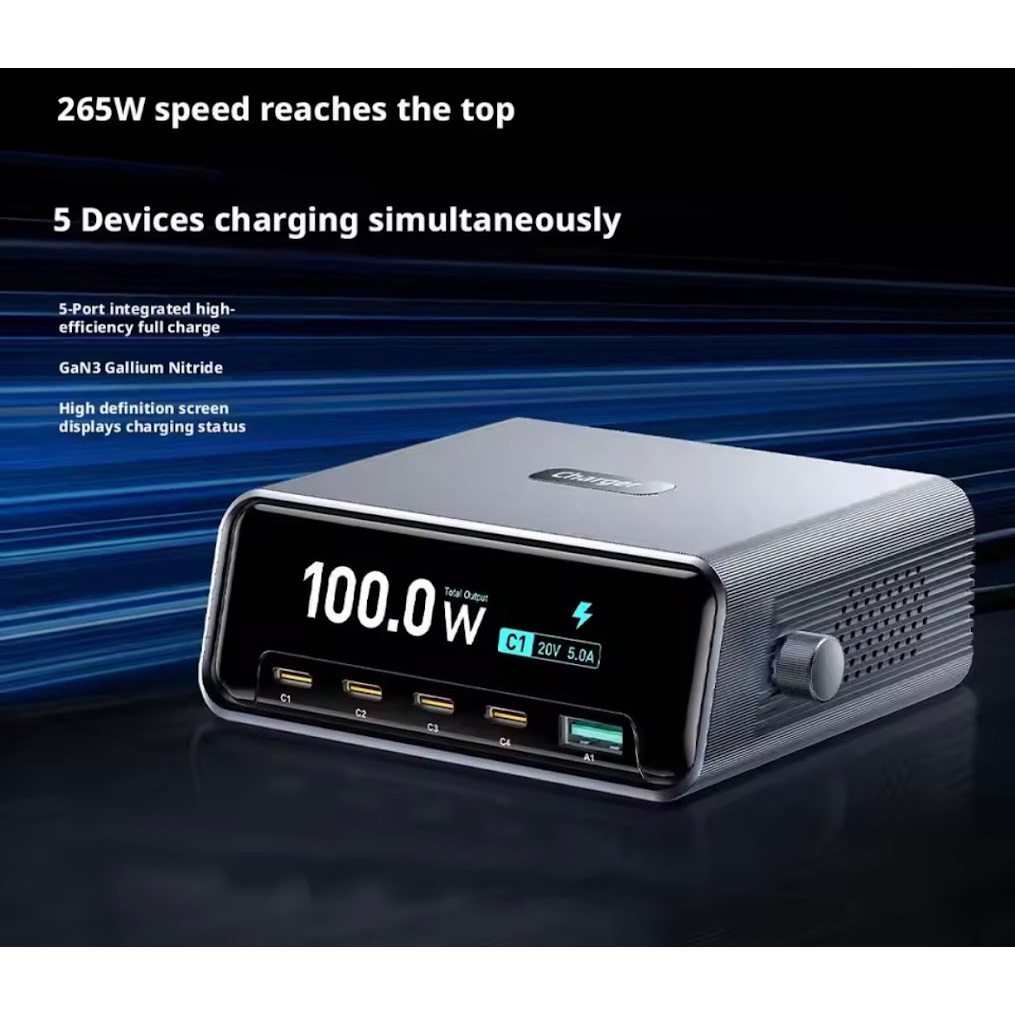 100W GaN Charger PD3.1 140W USB Type C 6 พอร์ต PPS PD เดสก์ท็อปสถานีชาร์จเร็วสำหรับแล็ปท็อปแมคบุ๊คแท็บเล็ตสมาร์ทโฟน