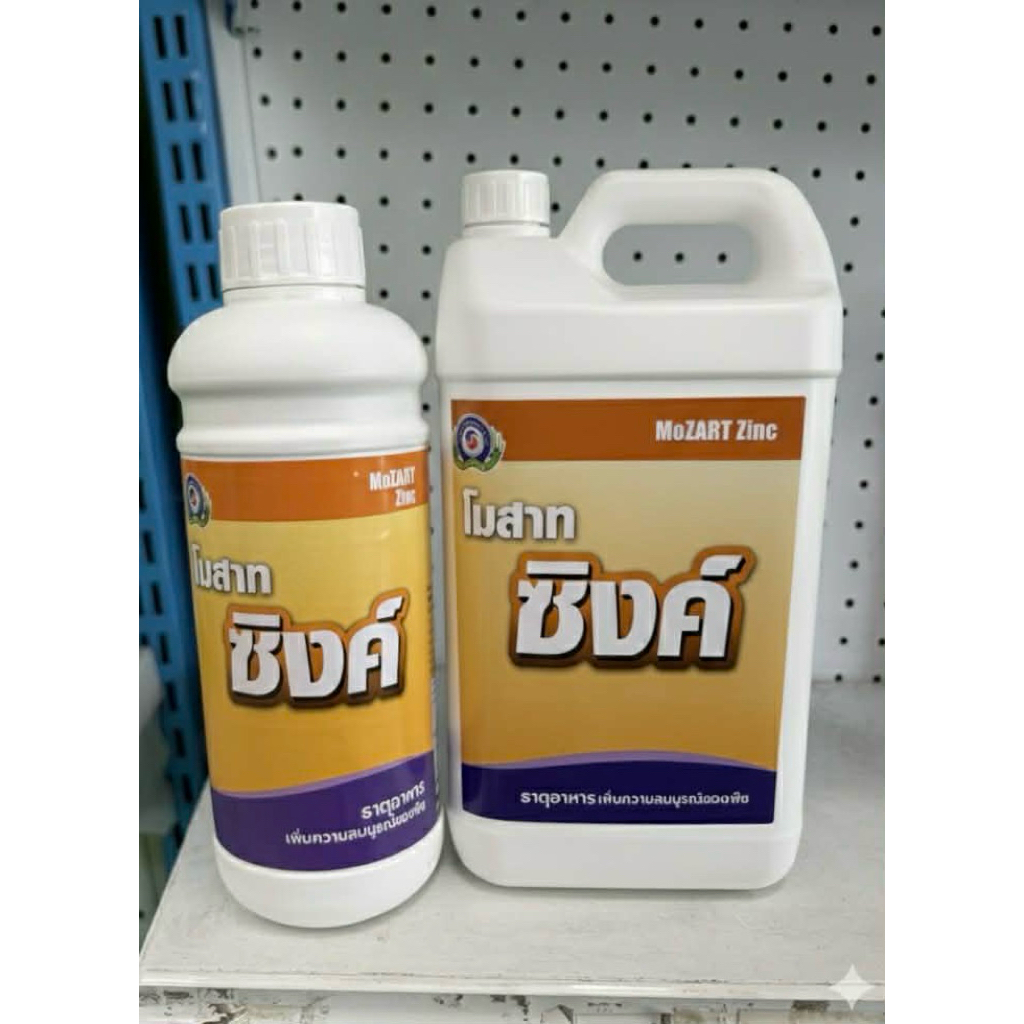 โมสาท ซิงค์ ขนาด 1ลิตร และ 1แกลลอน (5ลิตร) สังกะสี Zn 10% ฟื้นต้นไว ใบเขียวสม่ำเสมอ ใบหนาเป็นมัน