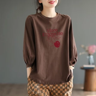 เสื้อยืดแขนยาวผู้หญิงสไตล์เกาหลี oversize เสื้อผ้าสาวอวบไซส์ใหญ่น่ารักๆ ลำลองทรงหลวม เสื้อยืดแขนบอลลูนแฟชั่นมาใหม่สวย