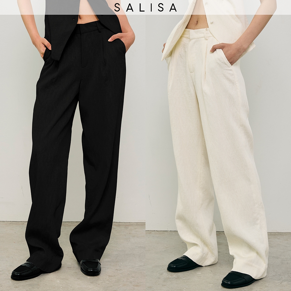 SALISA - PANTS FW24 Irregular Pleat Mid-Rise กางเกงขายาว เอวกลาง