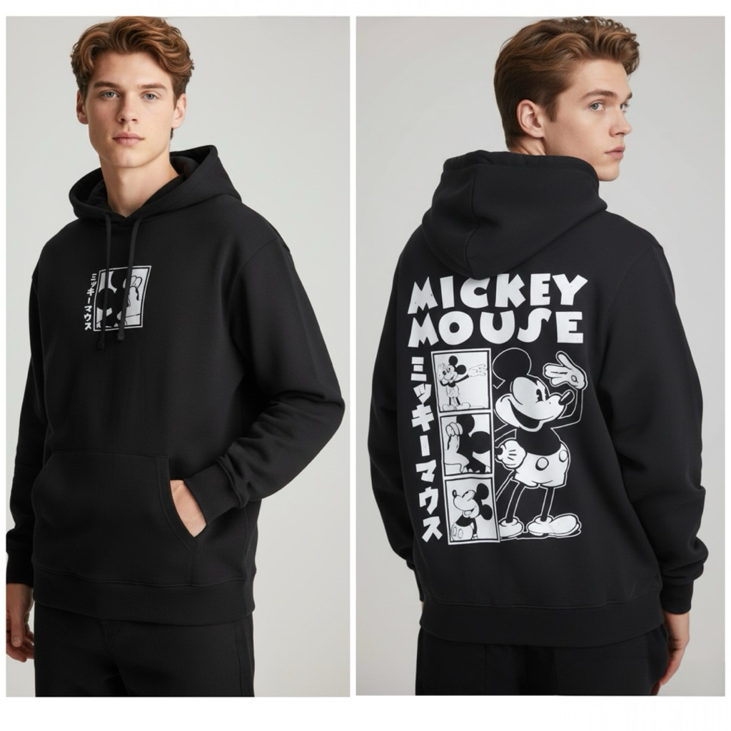 Mickey Mouse pullover hoodie ▪️ เสื้อฮู้ด มิคกี้เม้าส์ ลายปักหน้า +สกรีนหลัง ▪️งานแท้ (Ts747)) Japan