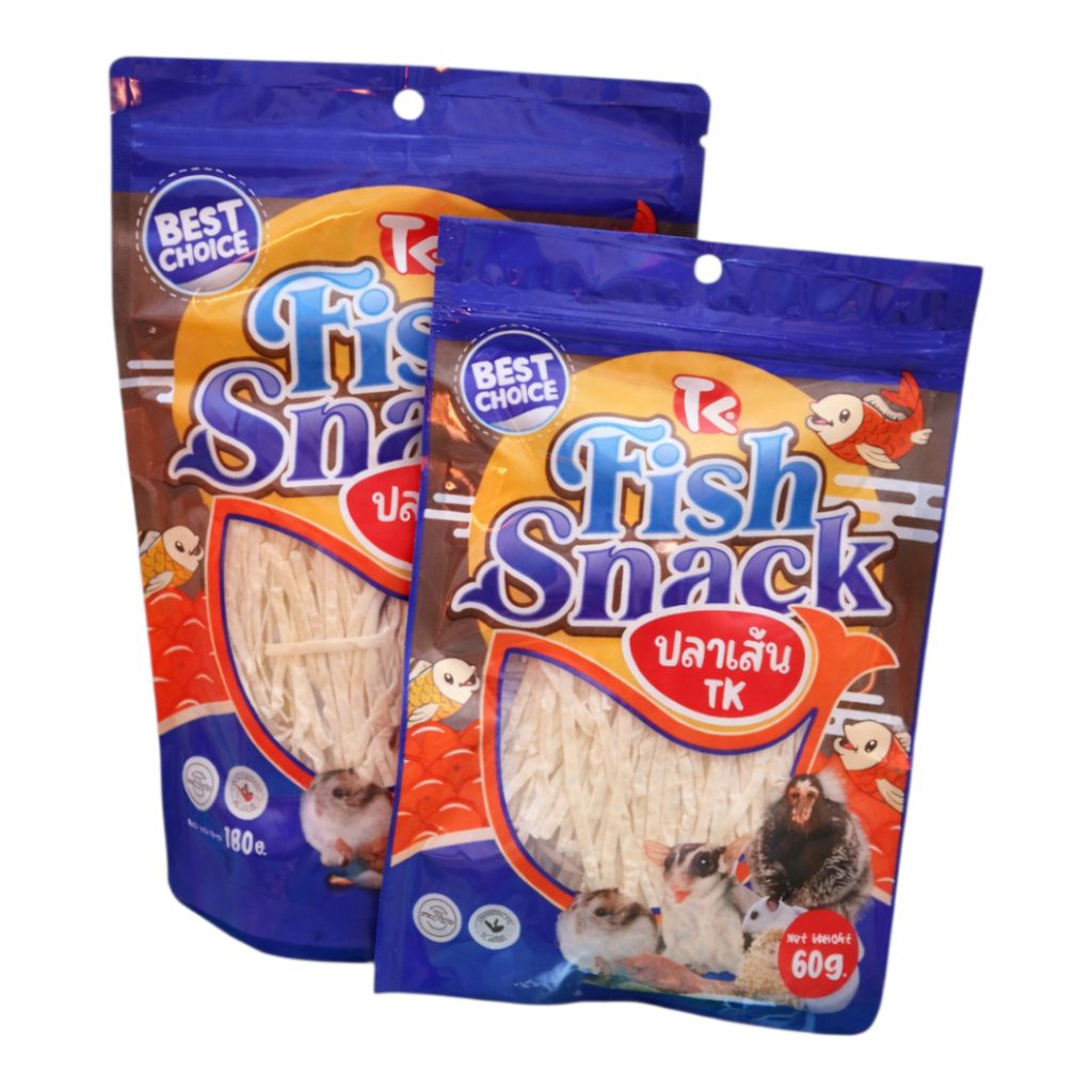 ปลาเส้น TK ✨ส่งด่วน✨Fish Snack อาหารชูการ์ เม่น แฮมเตอร์ สัตว์เล็ก ขนาด 60-180 กรัม