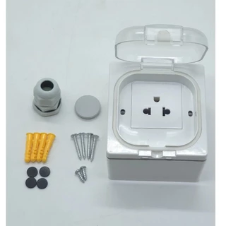 FUJICUT Waterproof Socket with Socket 3 Pin 16A 250V เต้ารับกราวด์เดี่ยวติดลอยแบบมีฝาครอบกันน้ำ IP68 รุ่น C86-3024 A6WH