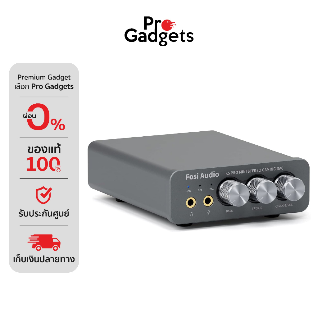 Fosi Audio K5 Pro Mini Stereo Gaming DAC/Headphone Amplifier สีดำ ขนาดกะทัดรัด