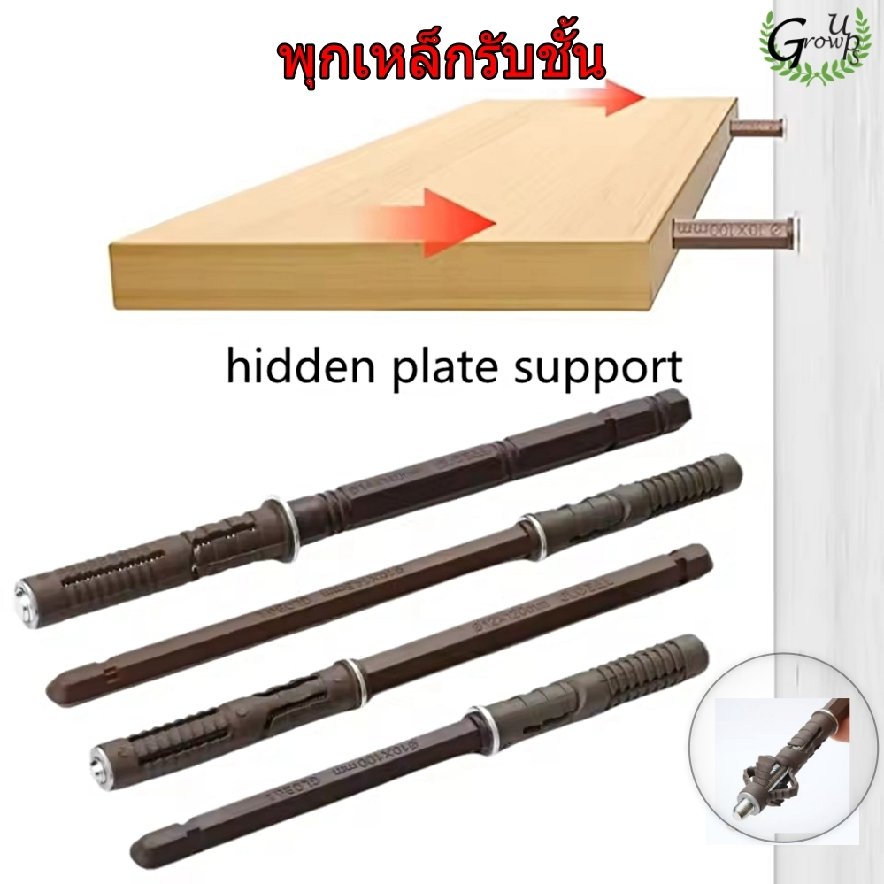เหล็กรับชั้น พุกเหล็ก พุกพลาสติก แกนเหล็กรับชั้น ยาว  แบบซ่อน พุ๊กยึดผนัง ขารับชั้นติดผนัง ขายึด DIY พุกแกนเกลียวติดผนัง