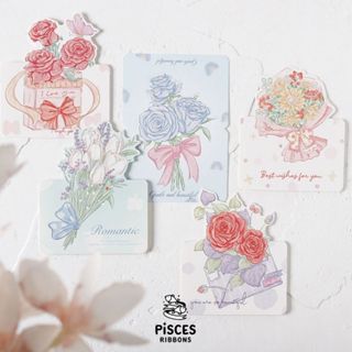 การ์ดอวยพรลายดอกกุหลาบ โทนพาสเทล สไตล์มินิมอล การ์ดข้อความ /…