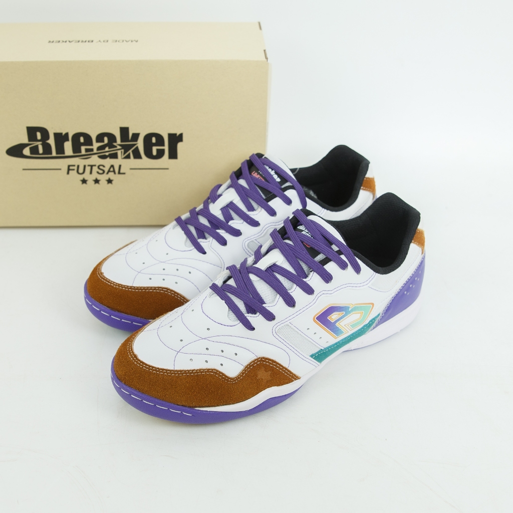 รองเท้าฟุตซอล Breaker รุ่น BK214 หนังกลับของแท้ 100% เพิ่มแรงเสียดทานในการสัมผัสบอล ควบคุมทิศทางบอลได้แม่นยำ[ฟรีถุงเท้า]