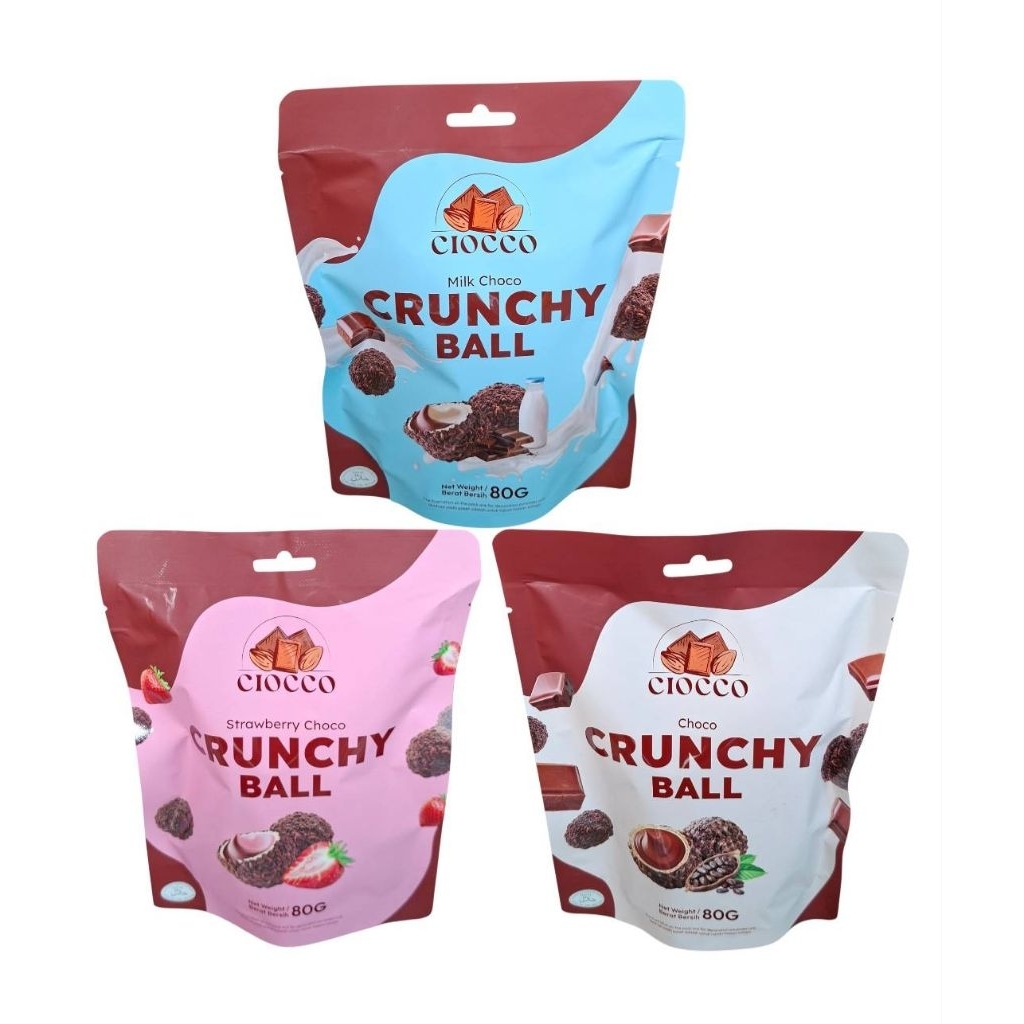 Ciocco Crunchy Ball ซึ่งเป็นขนมบอลช็อกโกแลตกรุบกรอบ ​ขนาดบรรจุ: 80 กรัม ต่อซอง มีทั้งหมด 3 รสชาติหลัก