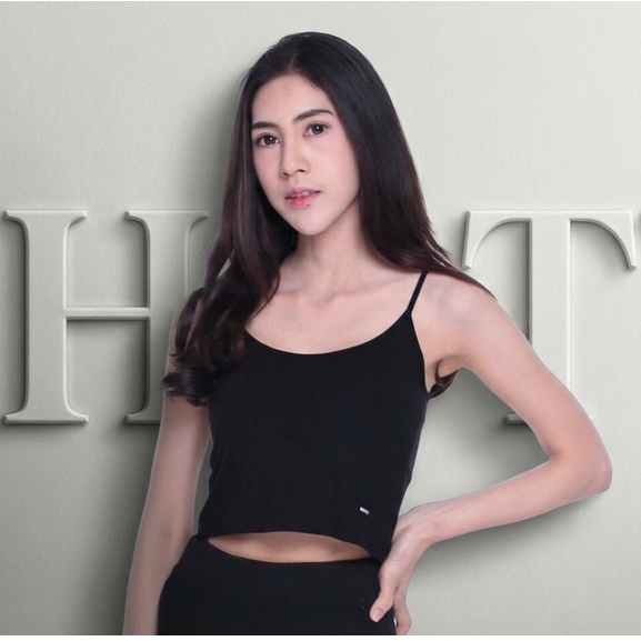 ( ½ เดี่ยวเว้า ไซส์ S-M ) สายเดี่ยวครอป เสื้อสายเดี่ยว croptop เสื้อเอวลอย CHOTYSHOP แบรนด์ไทย R.A